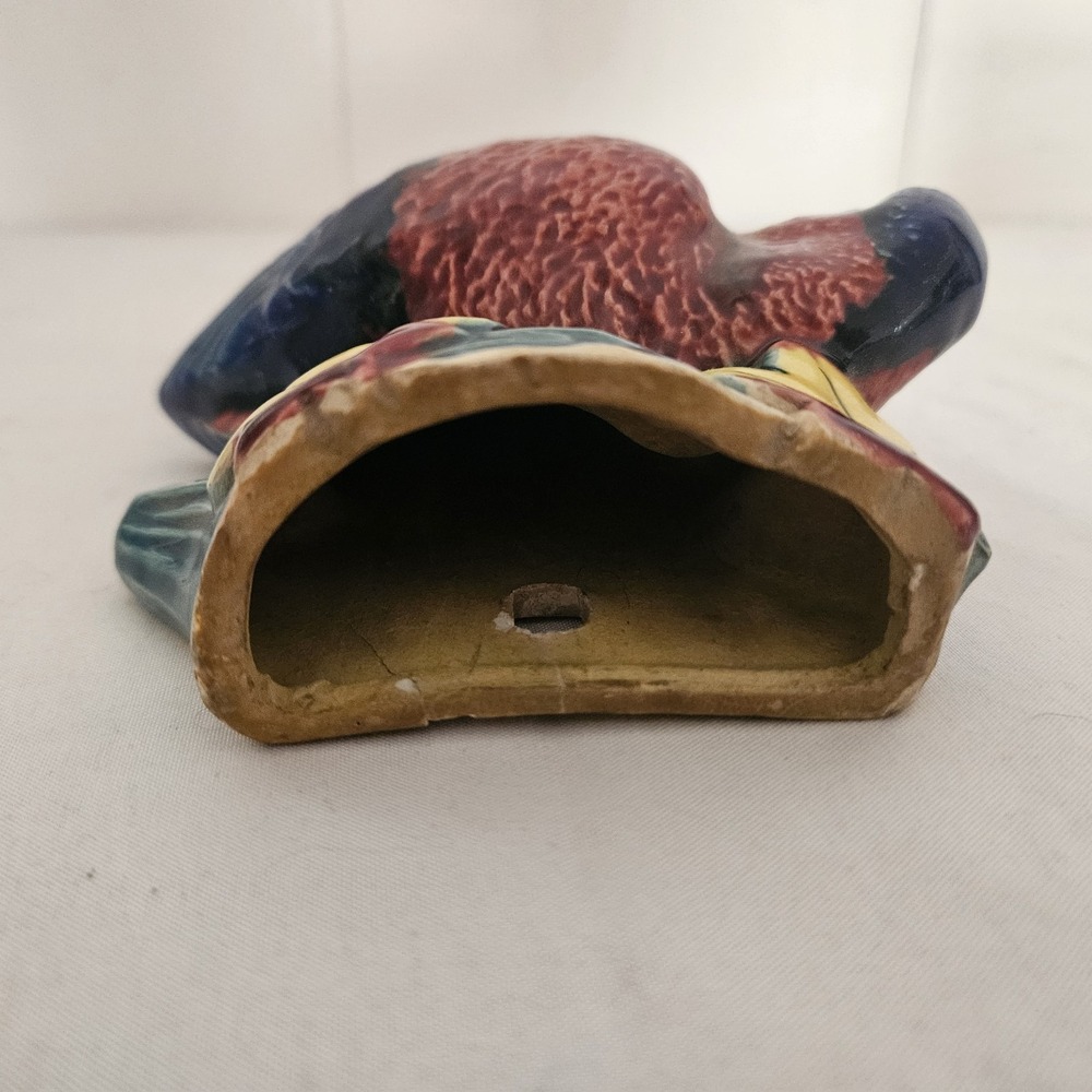 Vintage Colorful Parrot Tree Wall Pocket Planter Japan Ceramic Flower - Picture 3 of 11